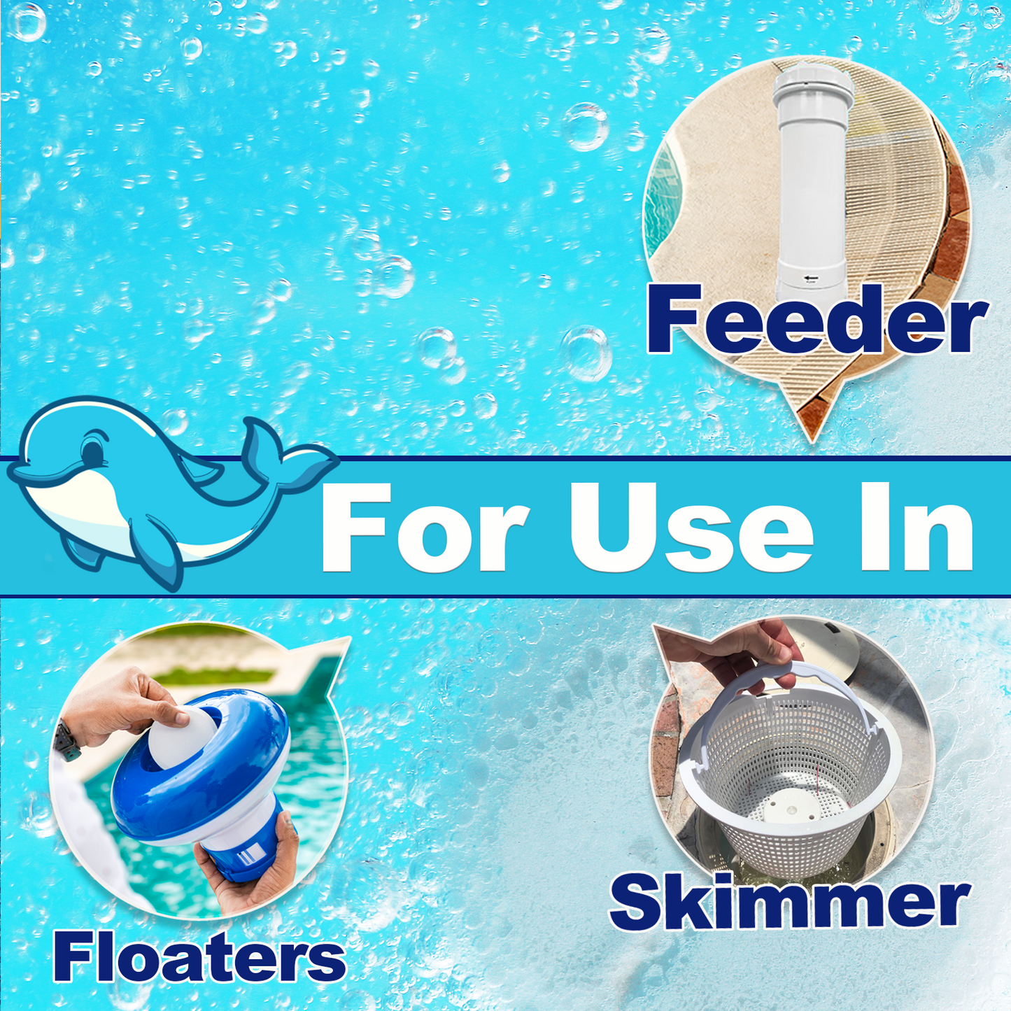 POOLKTFY 50 lbs 3 Inch Stabilized Chlorine Tablets for Sanitizing Swimming Pools, Slow Dissolving 99% available chlorine
