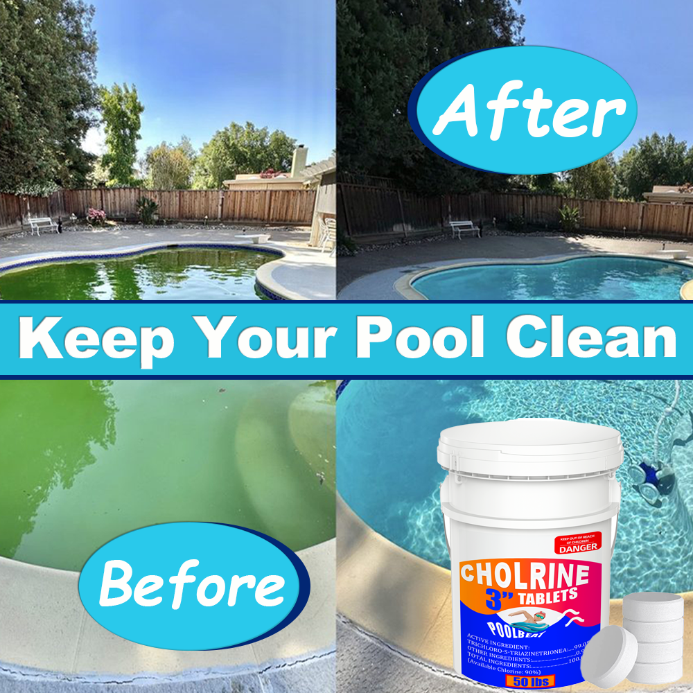 3Inch 50lbs Chlorine Tablets for Swimming Pools, Kills Bacteria and Stops Algae, Slow Dissolving,Exclusive Protective Packaging,Pool Chlorine Tablets