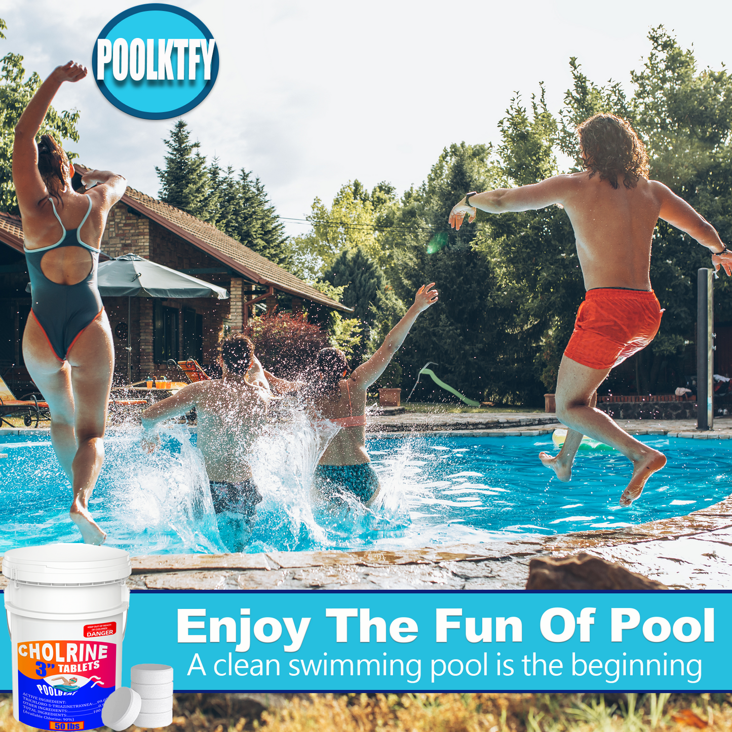 3Inch 50lbs Chlorine Tablets for Swimming Pools, Kills Bacteria and Stops Algae, Slow Dissolving,Exclusive Protective Packaging,Pool Chlorine Tablets