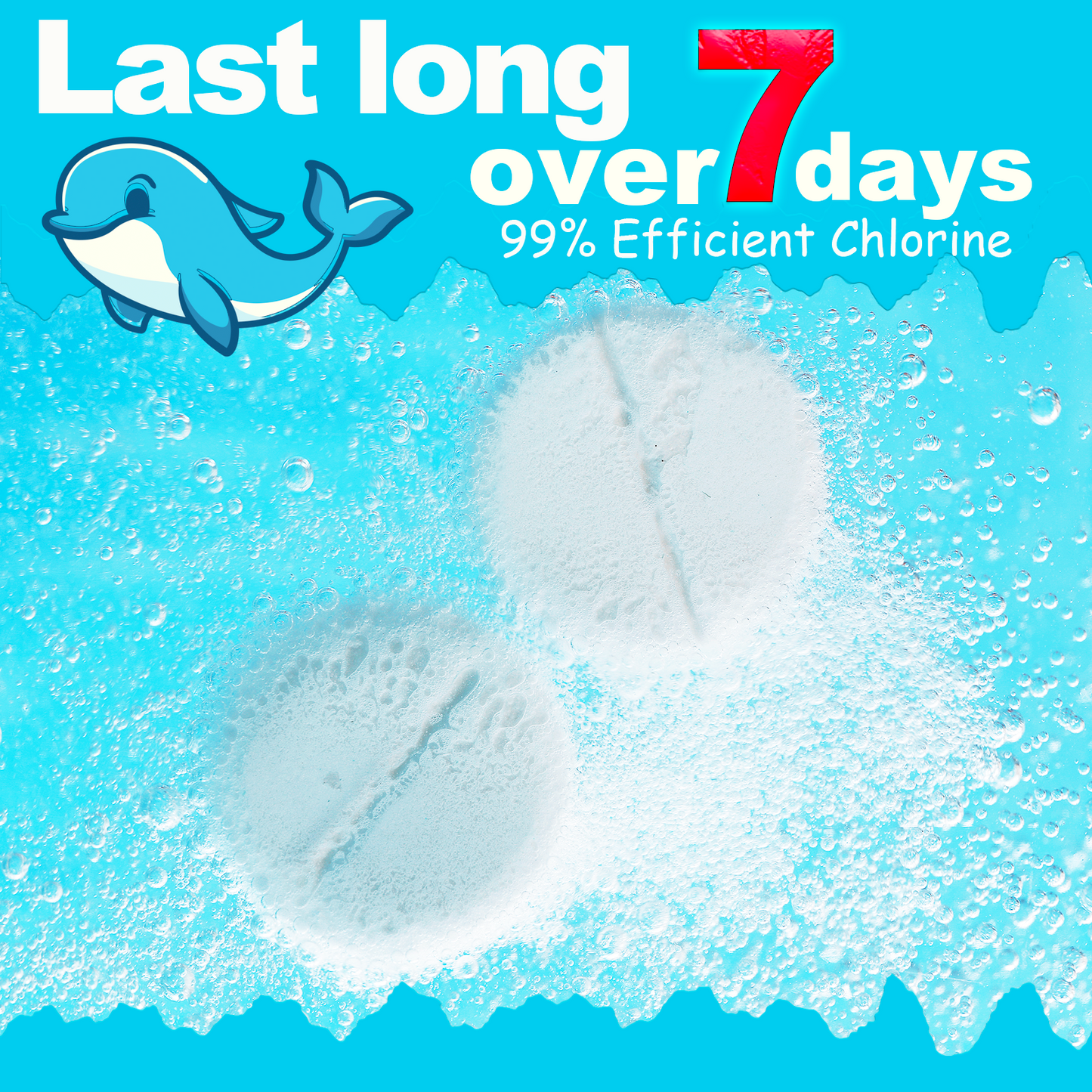 POOLKTFY 50 lbs 3 Inch Stabilized Chlorine Tablets for Sanitizing Swimming Pools, Slow Dissolving 99% available chlorine