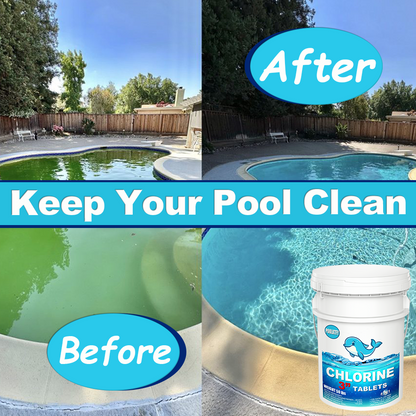 POOLKTFY 50 lbs 3 Inch Stabilized Chlorine Tablets for Sanitizing Swimming Pools, Slow Dissolving 99% available chlorine