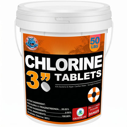 50 Pounds 3 Inch Stabilized Chlorine Tablets for Sanitizing Swimming Pools