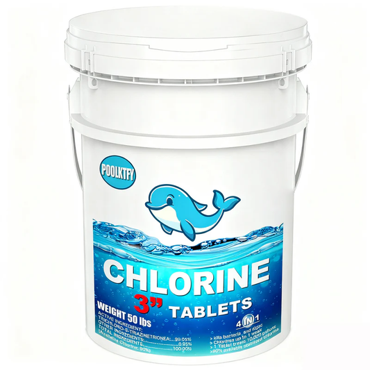 POOLKTFY 3-Inch Pool Chlorine Tablets - 50 lbs Bucket for Swimming Pools