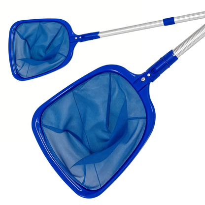POOLKTFY Pool Skimmer Net with 3-Section Telescopic Pole - Fine Mesh Leaf Rake
